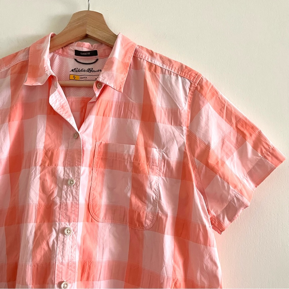 Eddie Bauer Travex Plaid Ventilated Outdoor Short Sleeve Top Classic Hiking - Picture 2 of 10